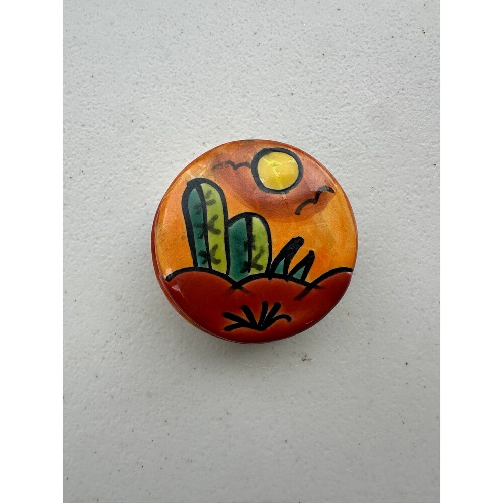 Handmade Ceramic Southwestern Desert Cactus Sun Trinket Keepsake Box